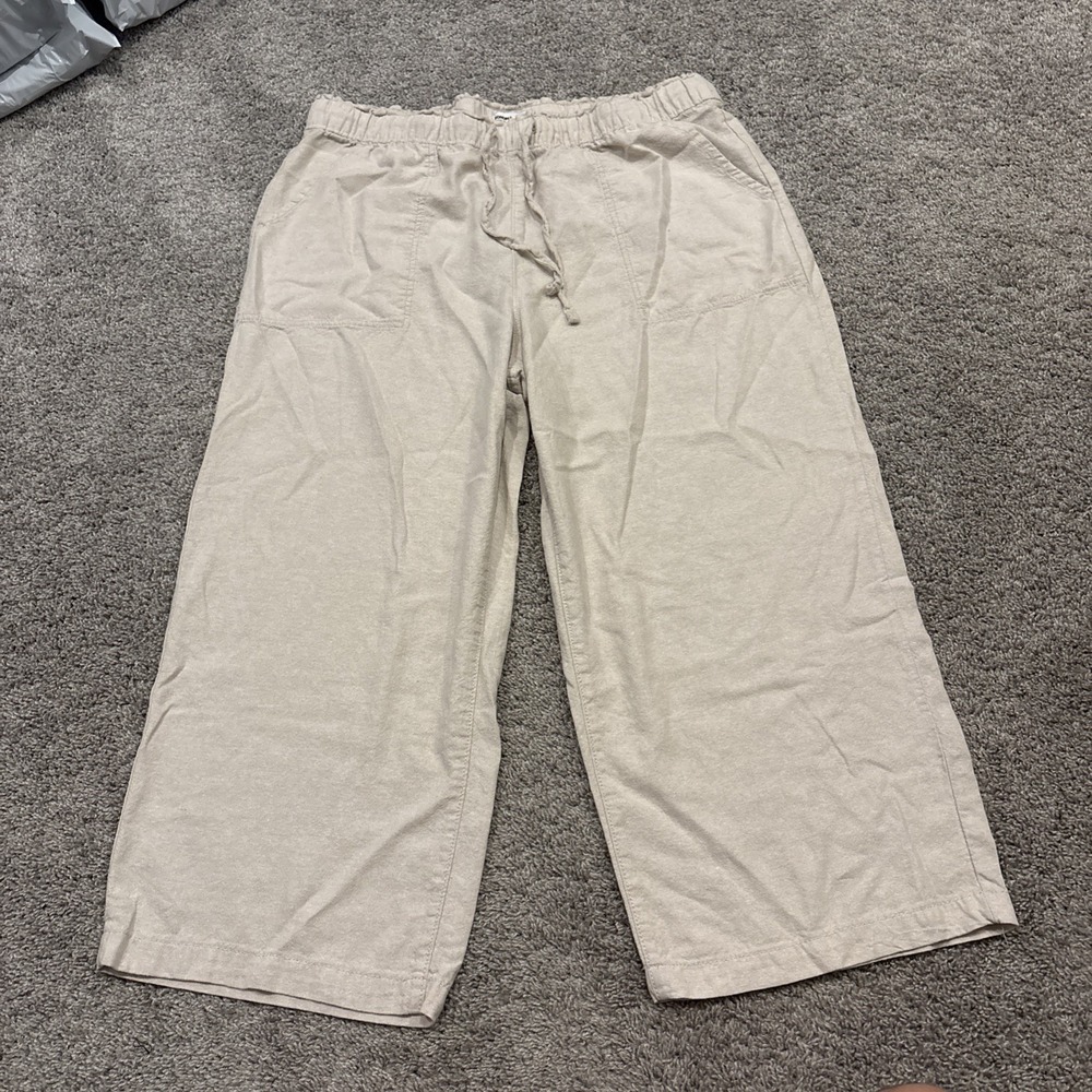 Sonoma Linen Pants Women 1X / XL Pull On Wide Leg Relaxed Fit Coastal Minimalist
